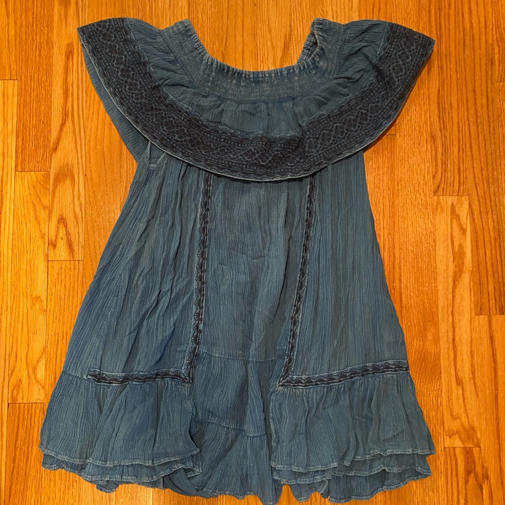 Blue Off the Shoulder Dress